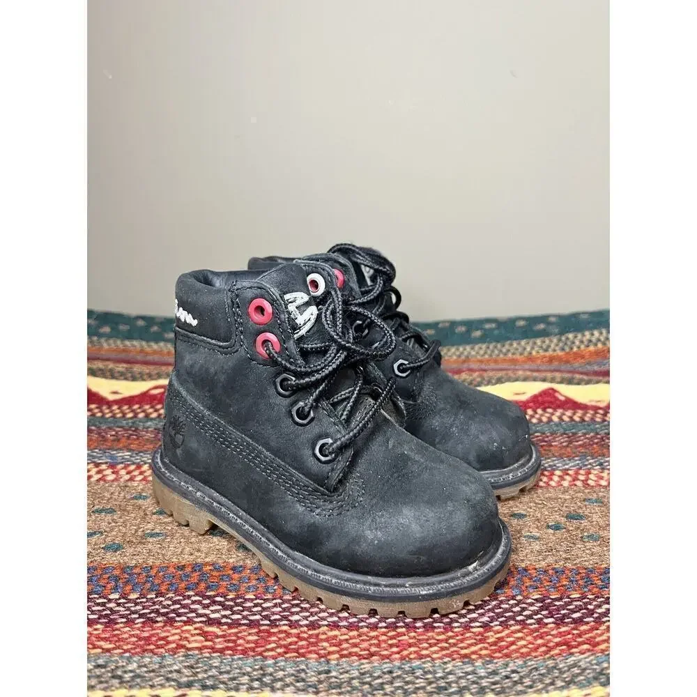 Timberland X Champion Black Suede Lace Up Ankle Boot Kids Size 5